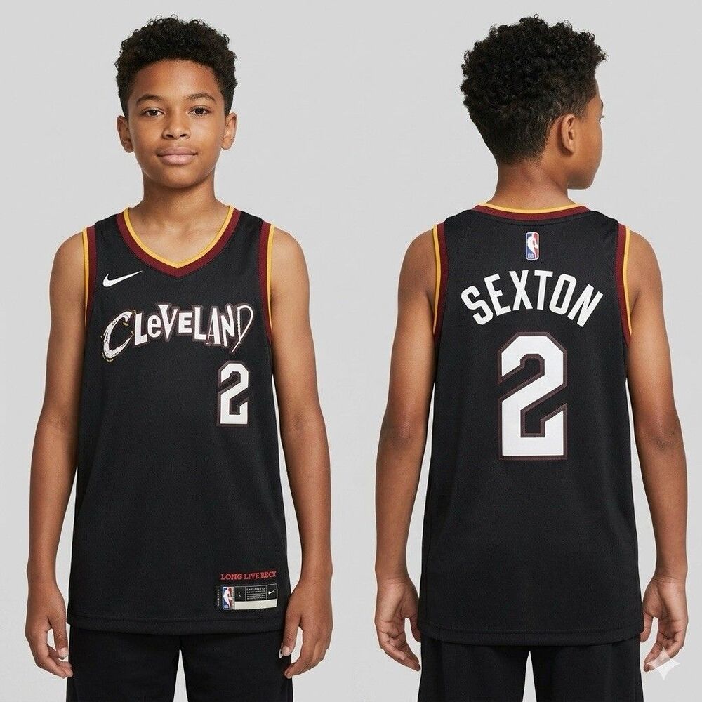 Nike Youth Large Cleveland Cavaliers Collin Sexton Jersey #2 Black Rock & Roll